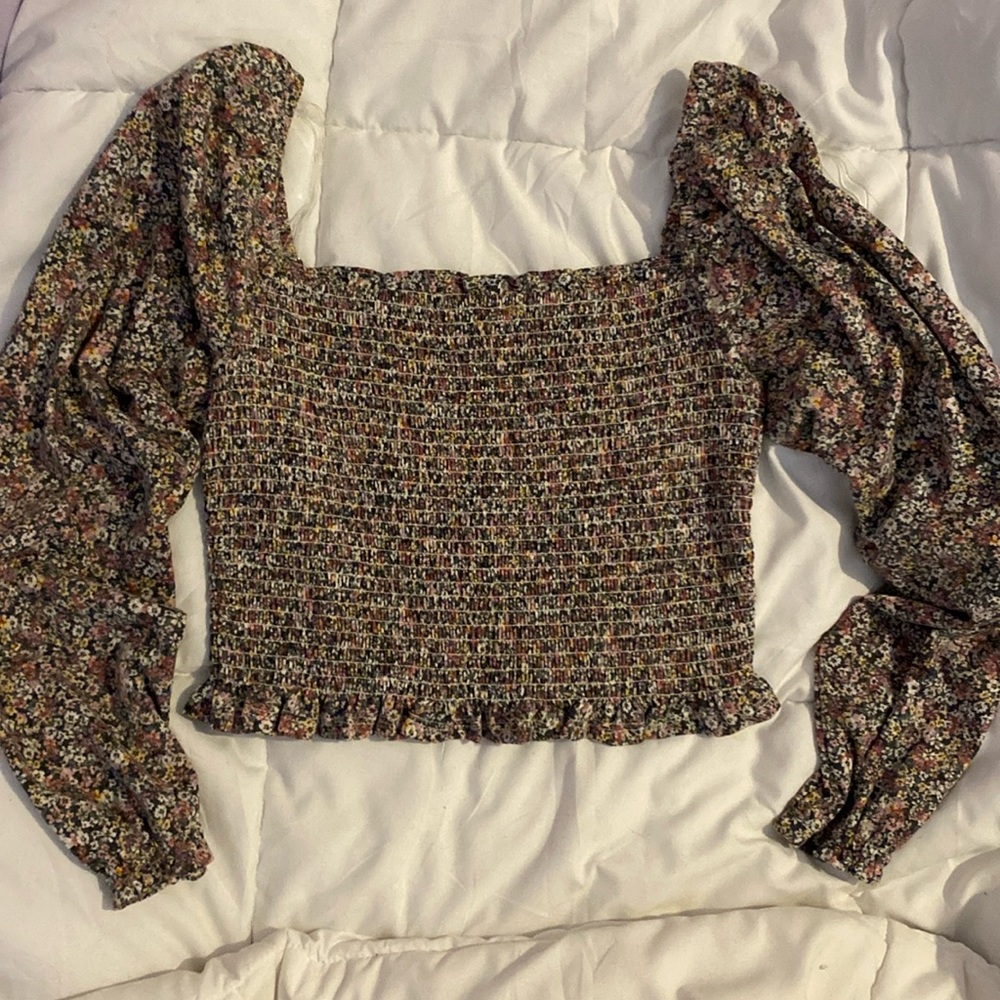Floral ribbed top